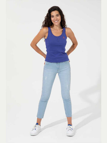 USPA Women T-Shirt Round Neck Sleeveless Royal Blue VR213 USTSW031